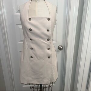 Karen Millen beige halter mini button down dress NWT